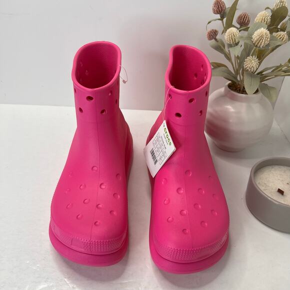 Crocs Classic Crush Rain Boot Platform Wedge Pink Women’s 12/Men's 10 Tried On - Picture 5 of 8